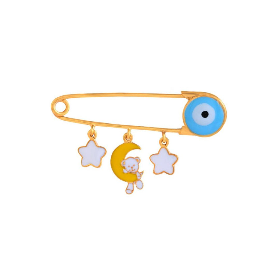 Teddy Moon Silver Baby Pin in gold plated silver