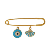 Blue Evil Eye Kids Gold Baby Pin