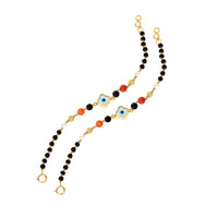 3 Colours Beads Nazariya Pair in Silver
