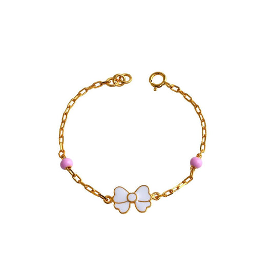 White Ribbon kids Gold Bracelet - Arista Jewels