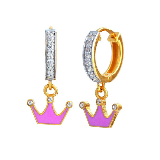 Pink Crown Kids Gold Bali - Arista Jewels