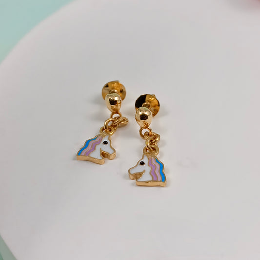 Unicorn Drop Kids Gold Earrings - Arista Jewels
