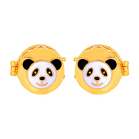Panda Face Kids Cufflink in Gold Plated Silver