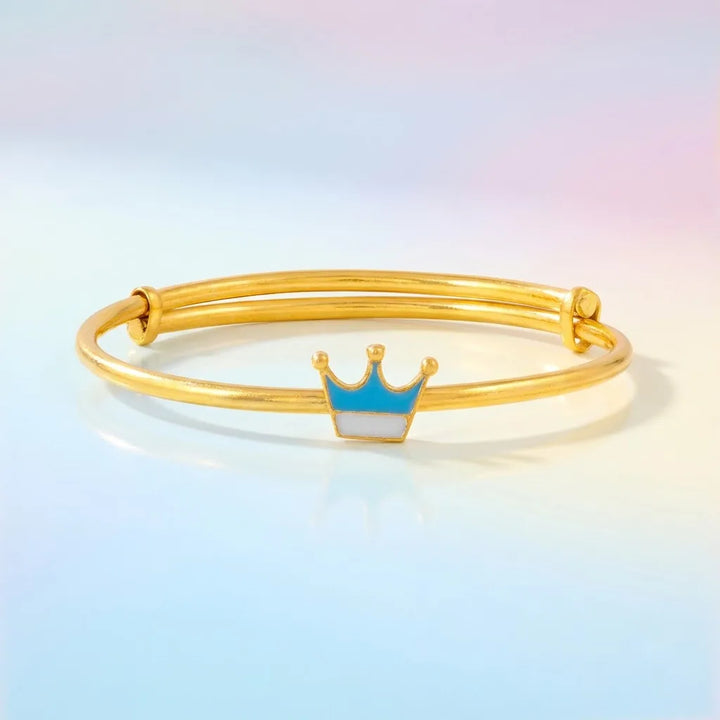Silver Royal Crown Silver Kada – Blue Enamel Charm – Main product image