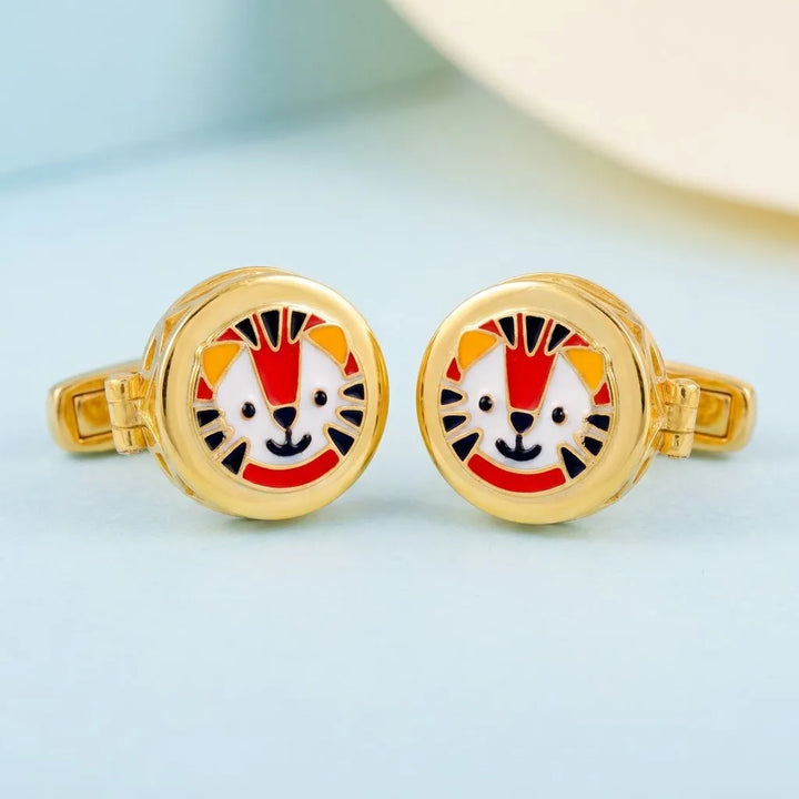 Silver Sterling Silver Cufflink Tiger Face for Newborn to 15 Years | Hypoallergenic — Main Hero
