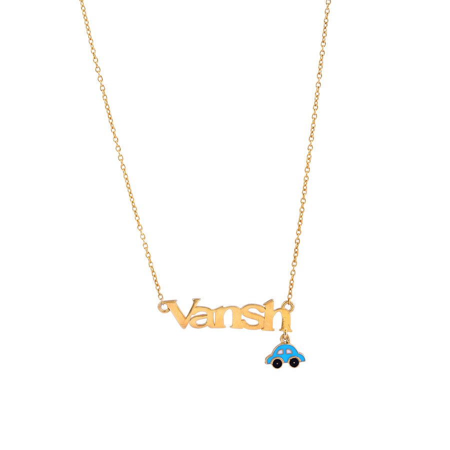 Blue Car Letter Vansh Necklace - Arista Jewels
