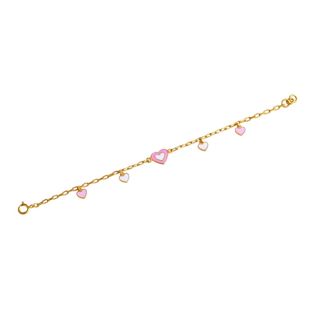 Pink heart Kids Gold bracelet - Arista Jewels