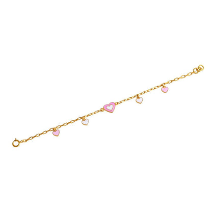 Pink heart Kids Gold bracelet - Arista Jewels