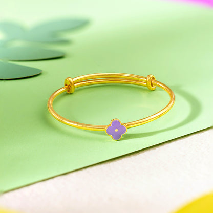 Blossom Silver Kada – Purple Flower Charm - Arista Jewels