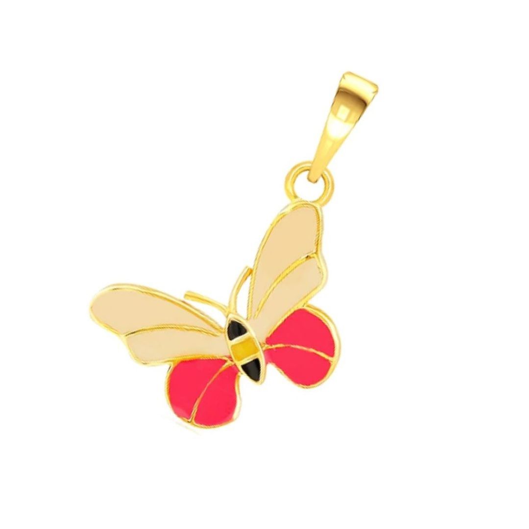 Pink Butterfly Kids Gold Pendant - Arista Jewels