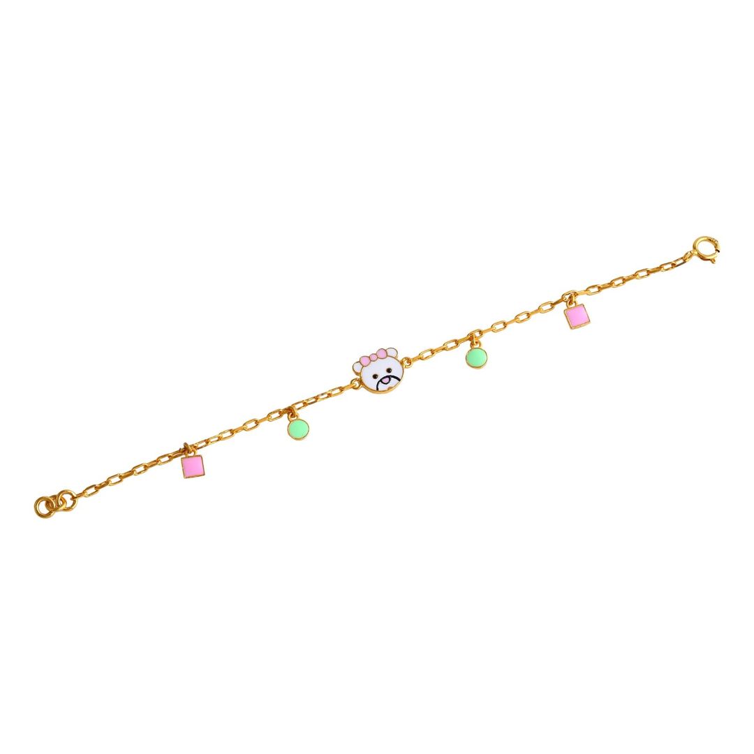 Teddy and bow Kids Gold Bracelet - Arista Jewels