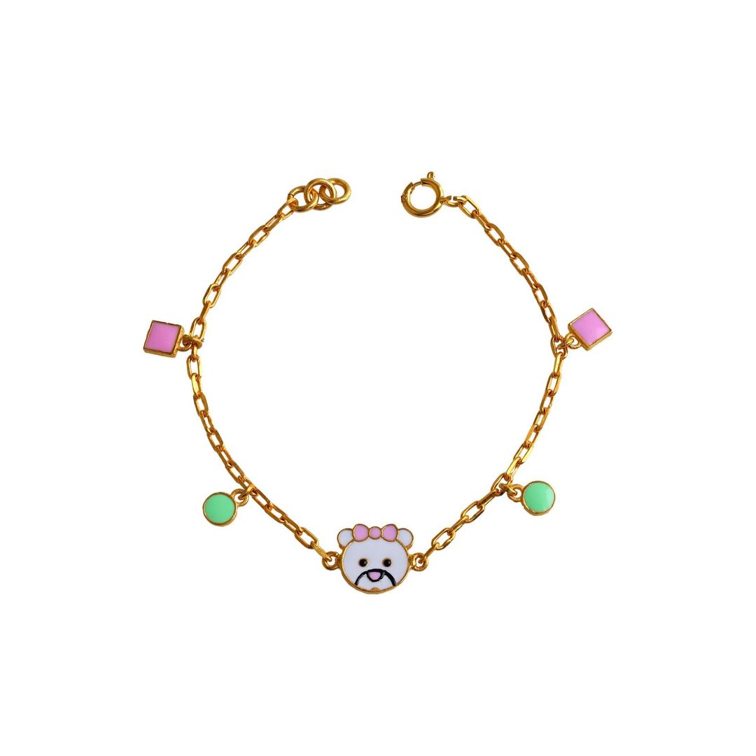 Teddy and bow Kids Gold Bracelet - Arista Jewels