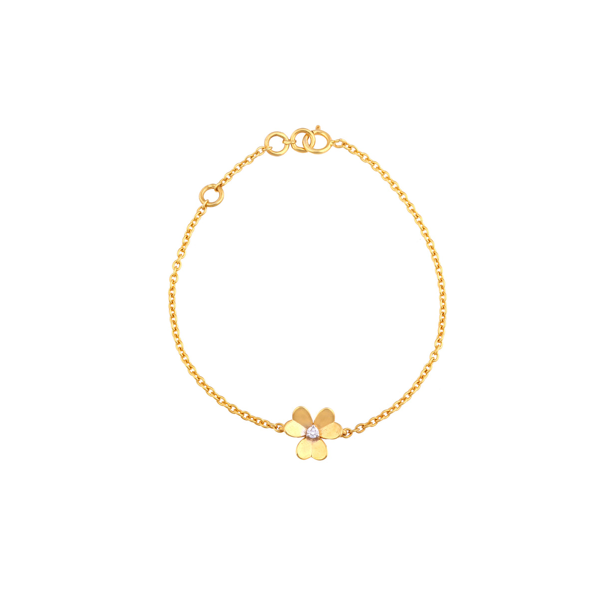 Single Diamond Flower Gold Bracelet - Arista Jewels