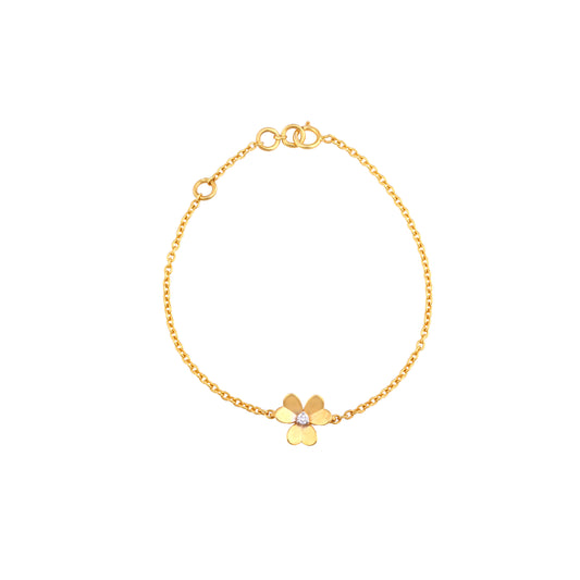 Single Diamond Flower Gold Bracelet - Arista Jewels