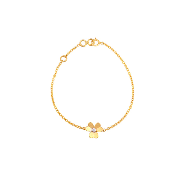 Single Diamond Flower Gold Bracelet - Arista Jewels