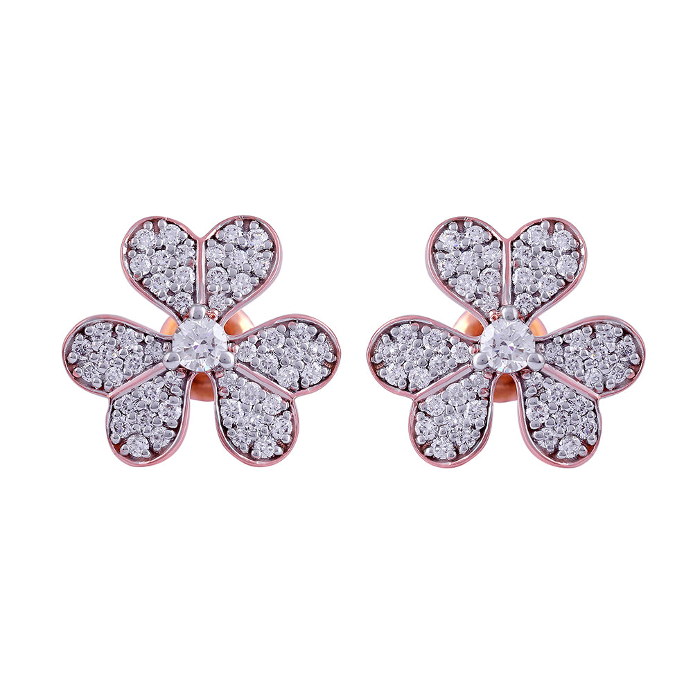 Diamond Heart Petals Earrings - Arista Jewels