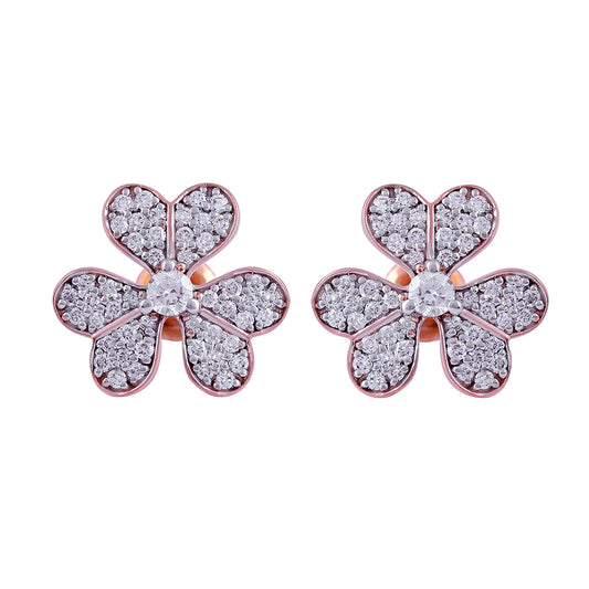 Diamond Heart Petals Earrings - Arista Jewels