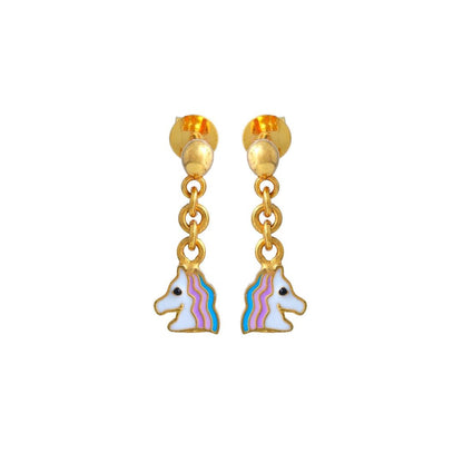 Unicorn Drop Kids Gold Earrings - Arista Jewels