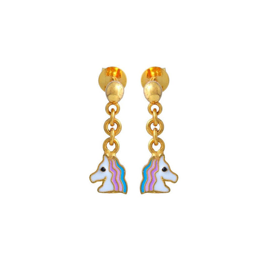 Unicorn Drop Kids Gold Earrings - Arista Jewels