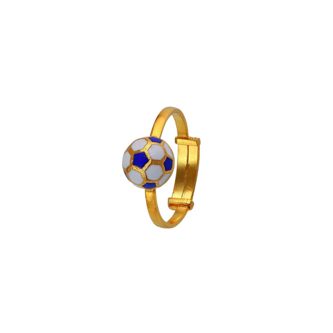 BLue Foot Ball KIds Gold Ring - Arista Jewels