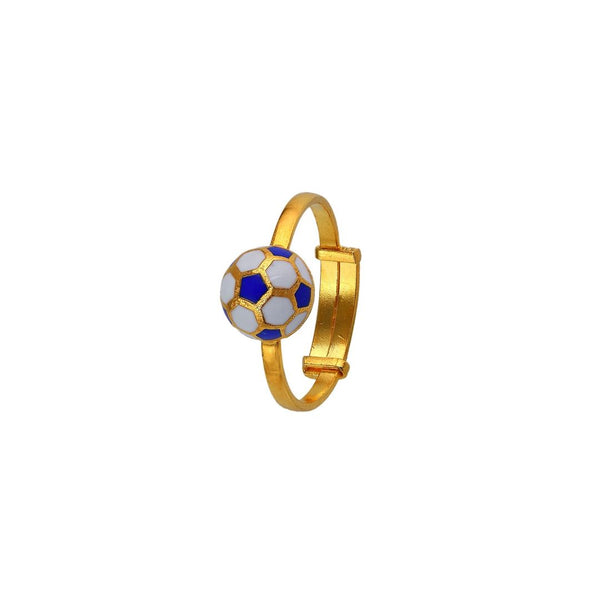 BLue Foot Ball KIds Gold Ring - Arista Jewels