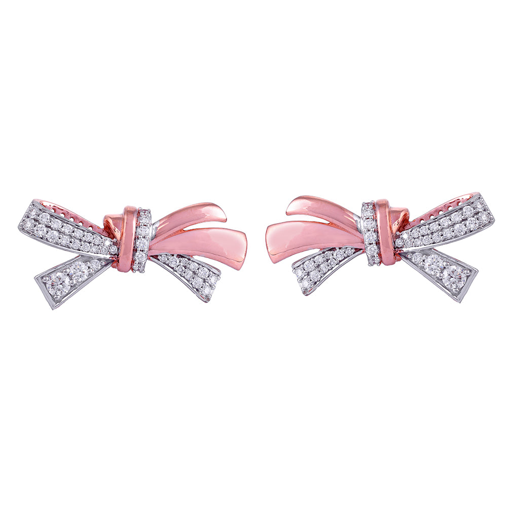 Diamond Ribbion Earrings - Arista Jewels
