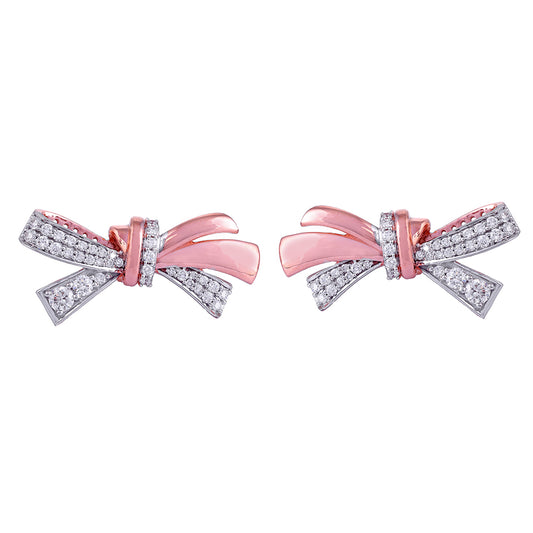 Diamond Ribbion Earrings - Arista Jewels