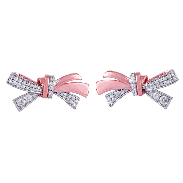 Diamond Ribbion Earrings - Arista Jewels