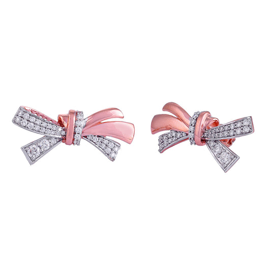 Diamond Ribbion Earrings - Arista Jewels