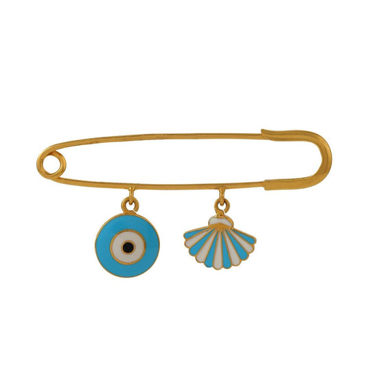 Blue Evil Eye Kids Gold Baby Pin - Arista Jewels