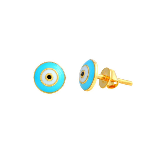 Blue Evil Eye Kids Gold Earrings - Arista Jewels