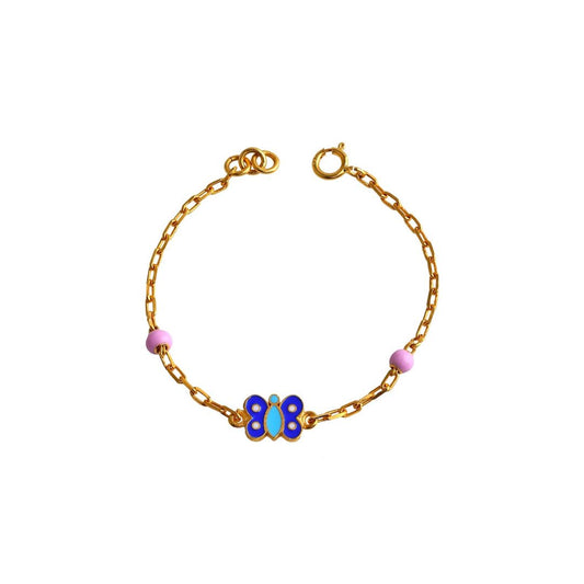 Blue Butterfly Kids Gold Bracelet - Arista Jewels
