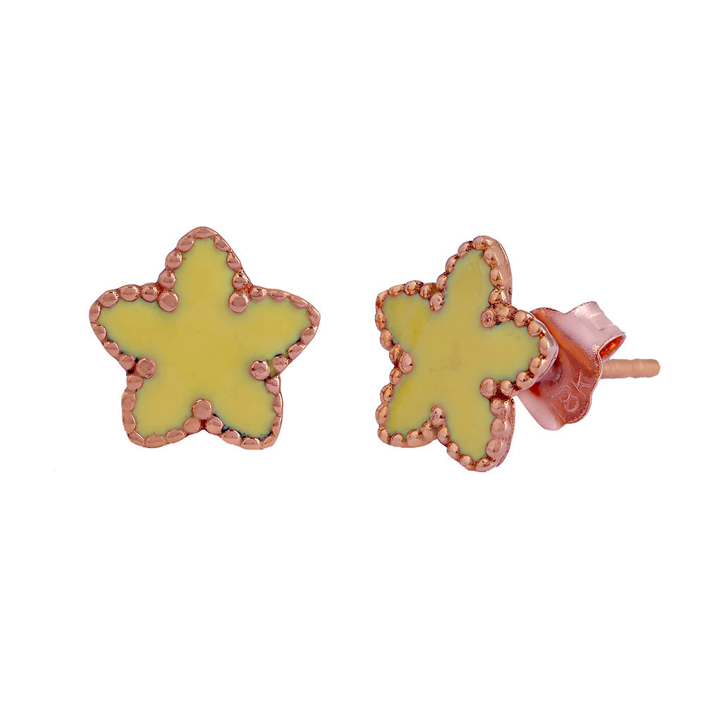 Silver Yellow Flower Earrings in Silver