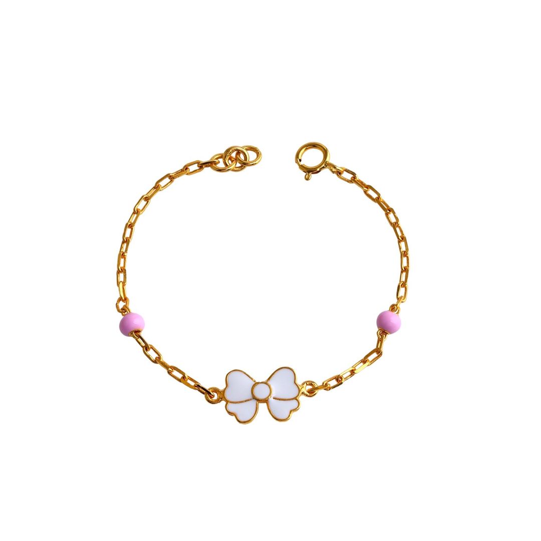 White Ribbon kids Gold Bracelet - Arista Jewels