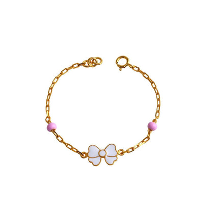 White Ribbon kids Gold Bracelet - Arista Jewels