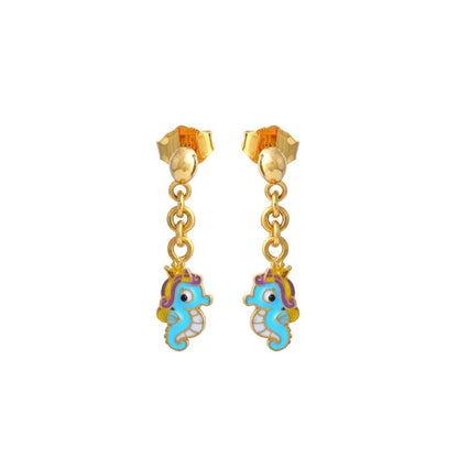 Sea horse Drop Kids Gold Earrings - Arista Jewels