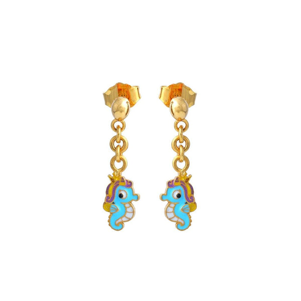 Sea horse Drop Kids Gold Earrings