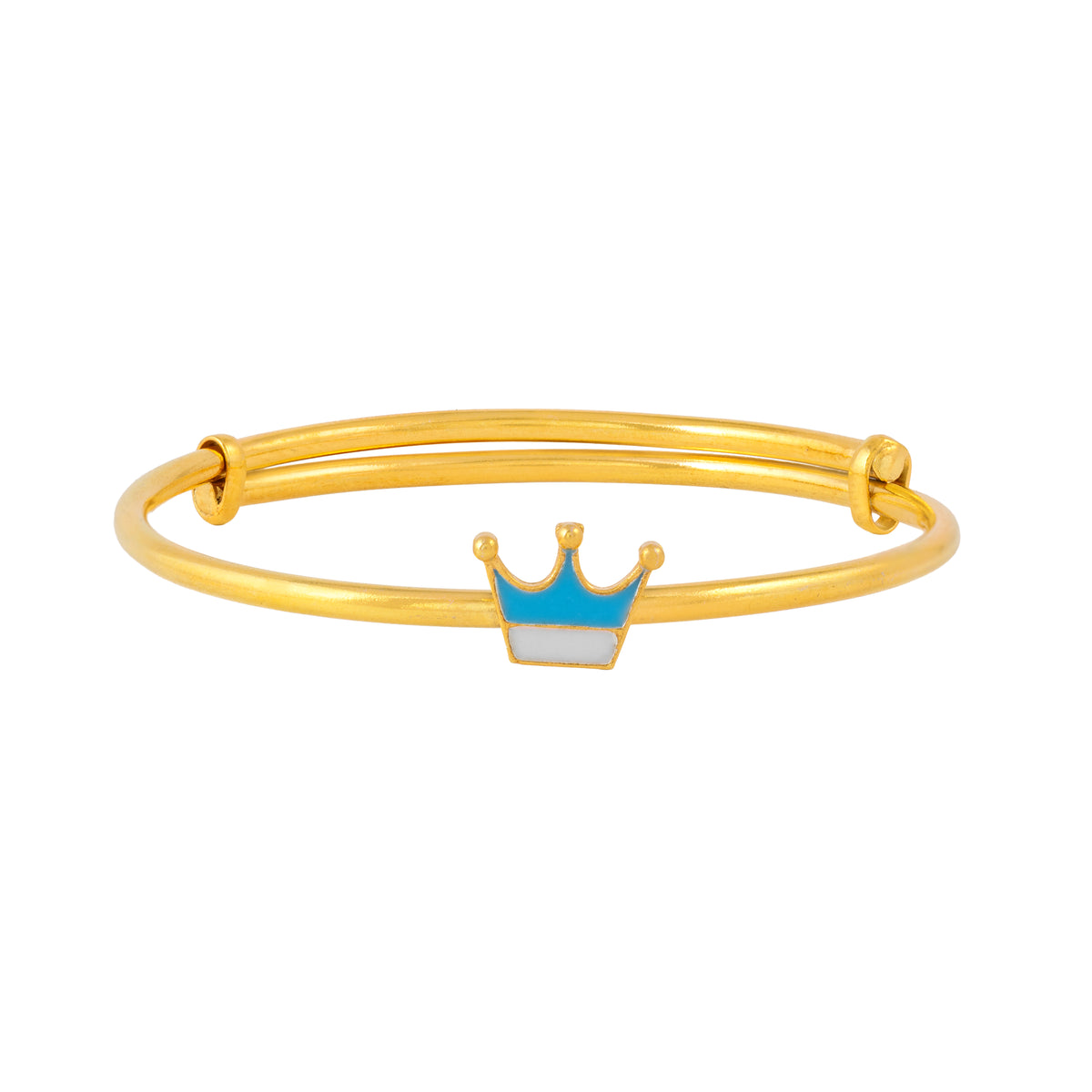 Royal Crown Silver Kada – Blue Enamel Charm - Arista Jewels