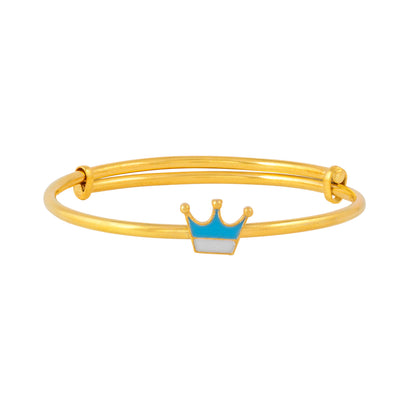 Royal Crown Silver Kada – Blue Enamel Charm - Arista Jewels