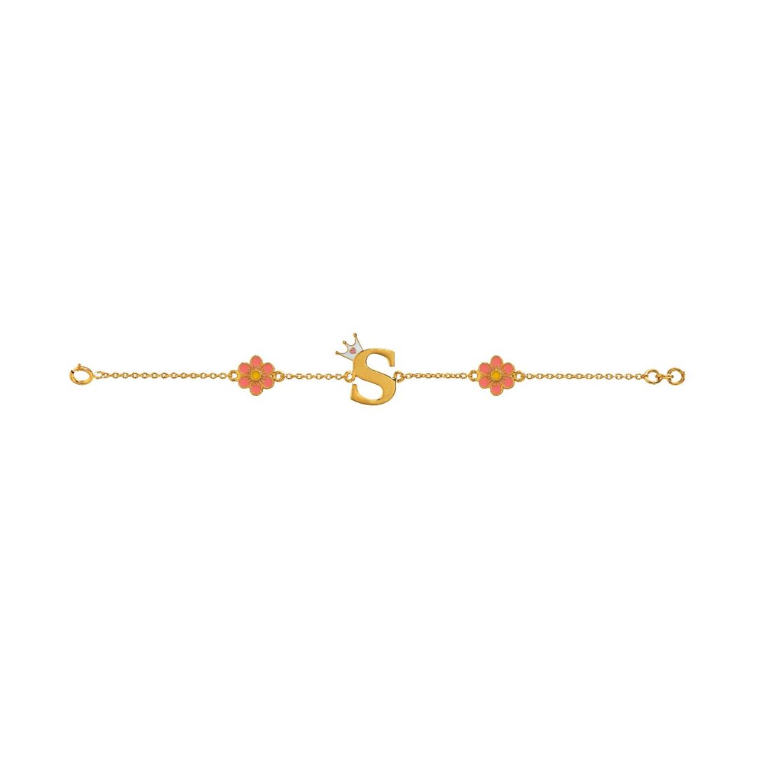 Personalised Initial Crown Kids Gold Bracelet - Arista Jewels