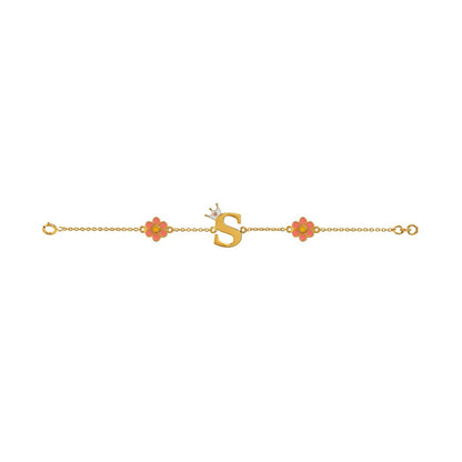 Personalised Initial Crown Kids Gold Bracelet - Arista Jewels
