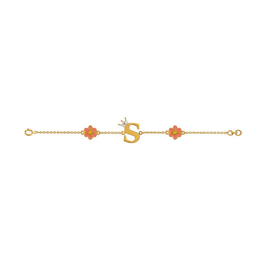 Personalised Initial Crown Kids Gold Bracelet - Arista Jewels