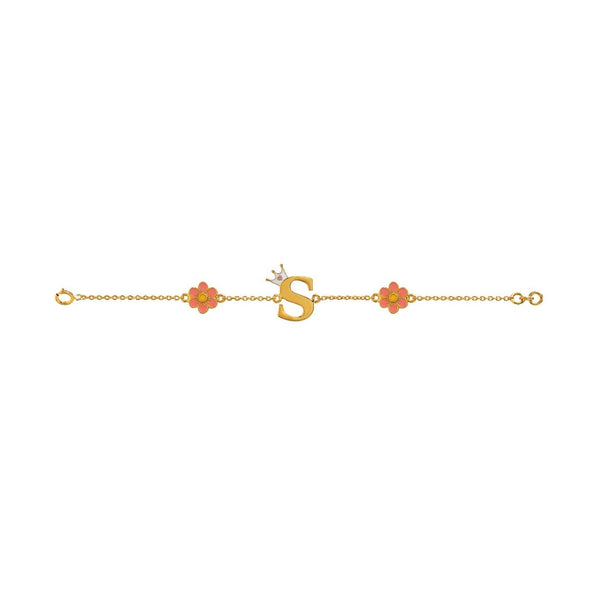 Personalised Initial Crown Kids Gold Bracelet