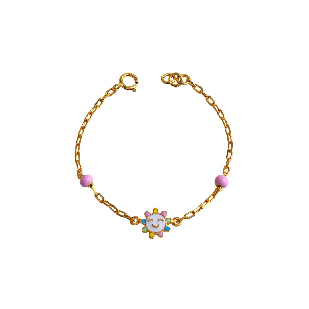 Colourful Sun Kids Gold Bracelet - Arista Jewels