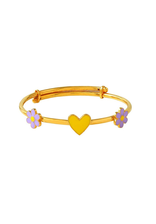 Yellow Heart Flower Kids Gold Kada - Arista Jewels