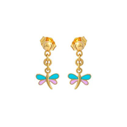 Dragonfly Drop Kids Gold Earrings in yellow gold