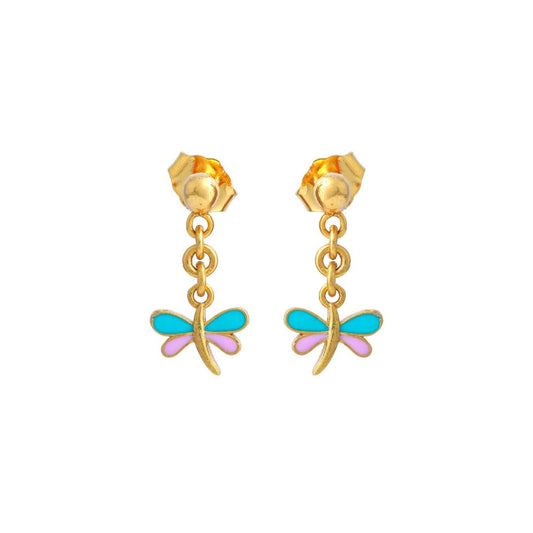 Dragonfly Drop Kids Gold Earrings in yellow gold