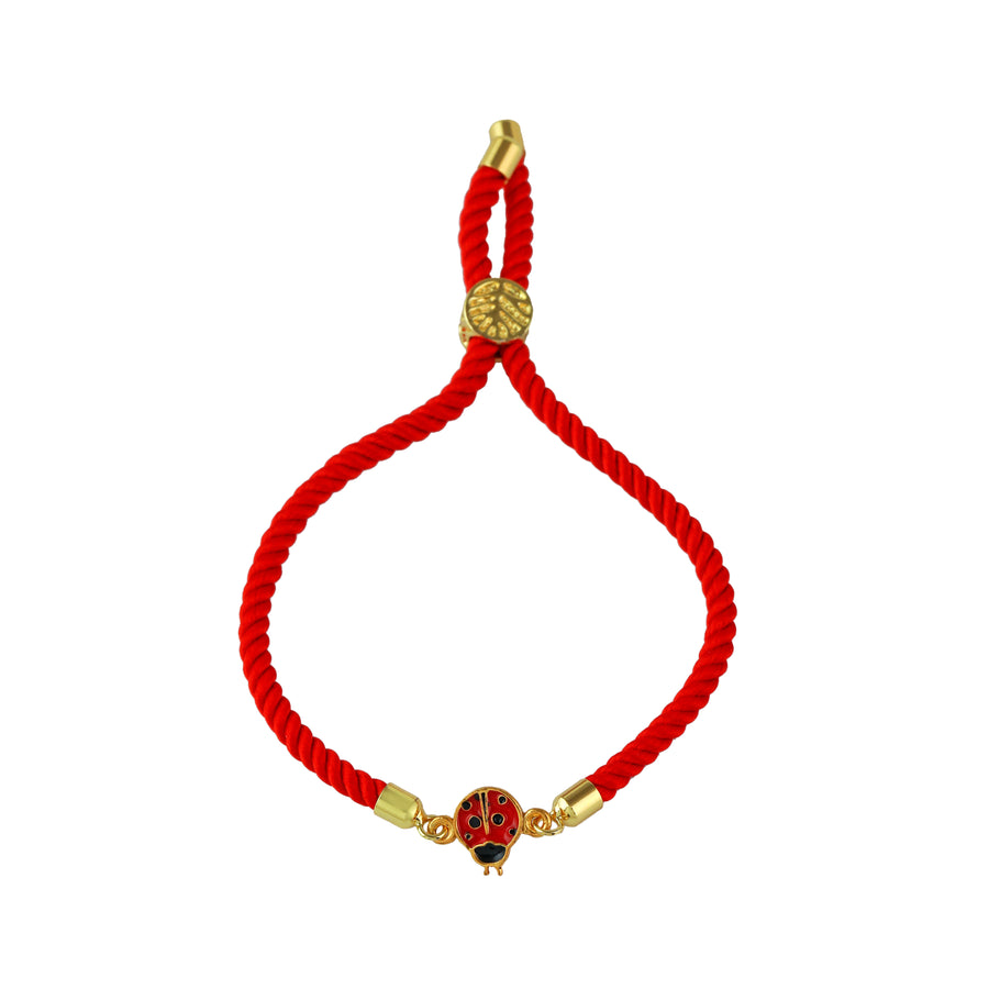 Lady Bug Push Pull Silver Rakhi