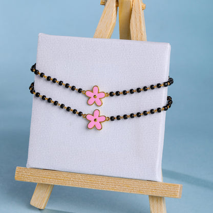 Gold Pink FlowerNazariya-Pair in Gold