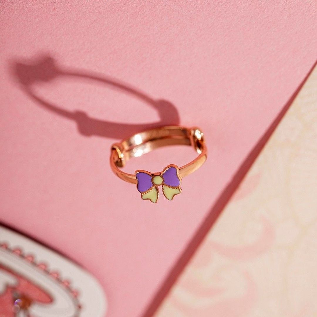 Prurple Bow KIds Gold RIng - Arista Jewels